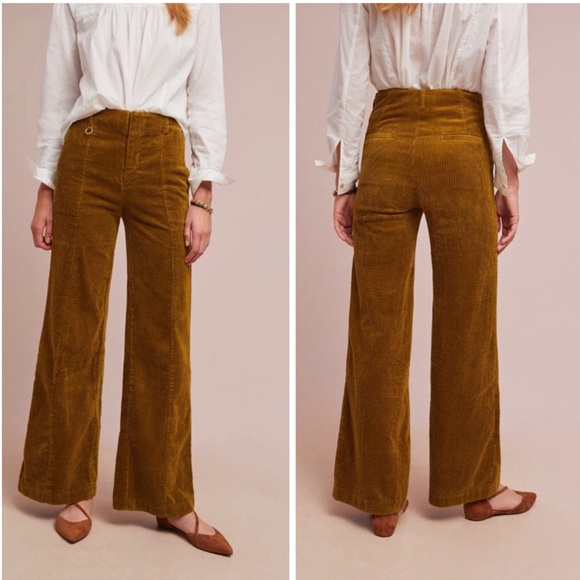 Anthropologie Pants - SOLD! Chartreuse Wide-wale Corduroy Trousers NWT
